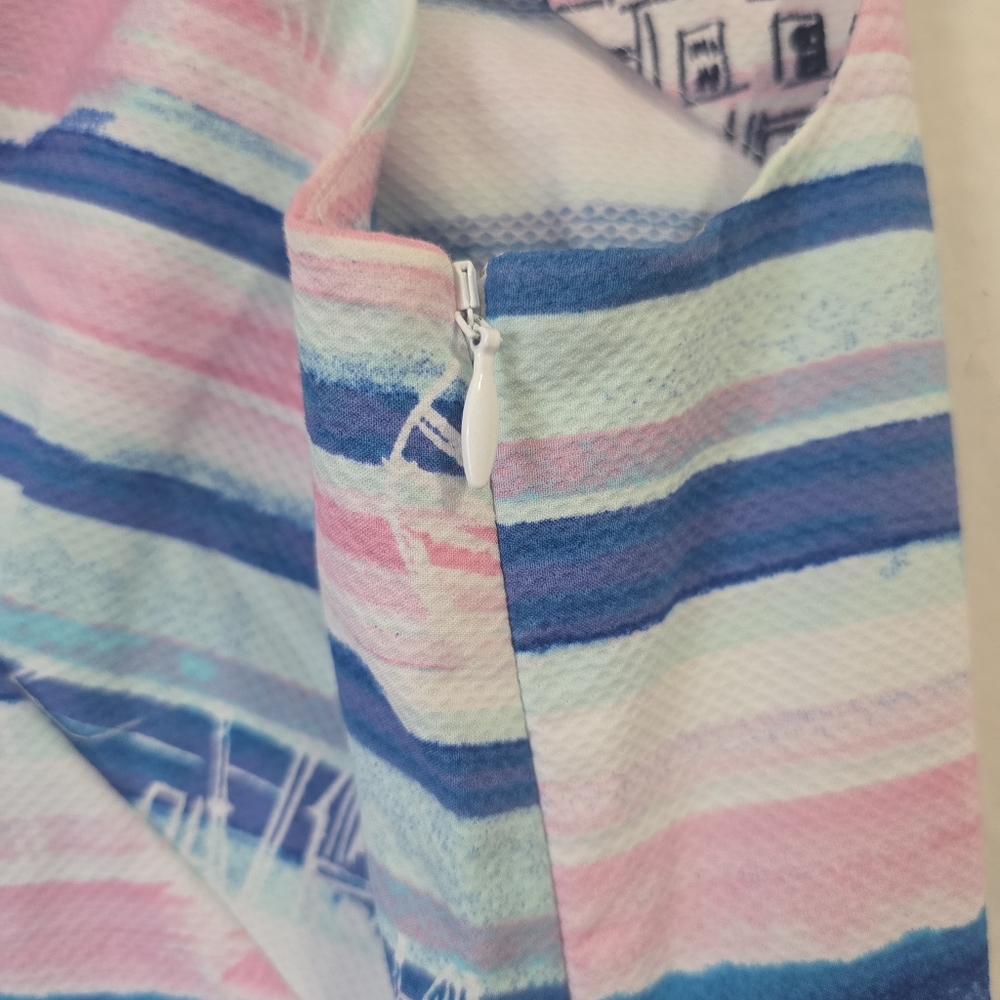 Talvot Petite Seaside Harbor Blue and Pink Striped Sleeveless Dress Size 10P - Picture 11 of 11